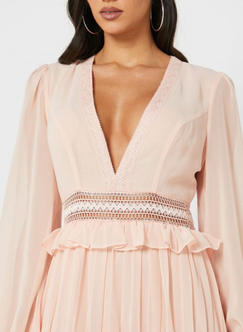 Tiered Ruffle Maxi Dress Pink