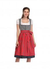 Vintage Embroidery German Dirndl Dress Blue/Red/White