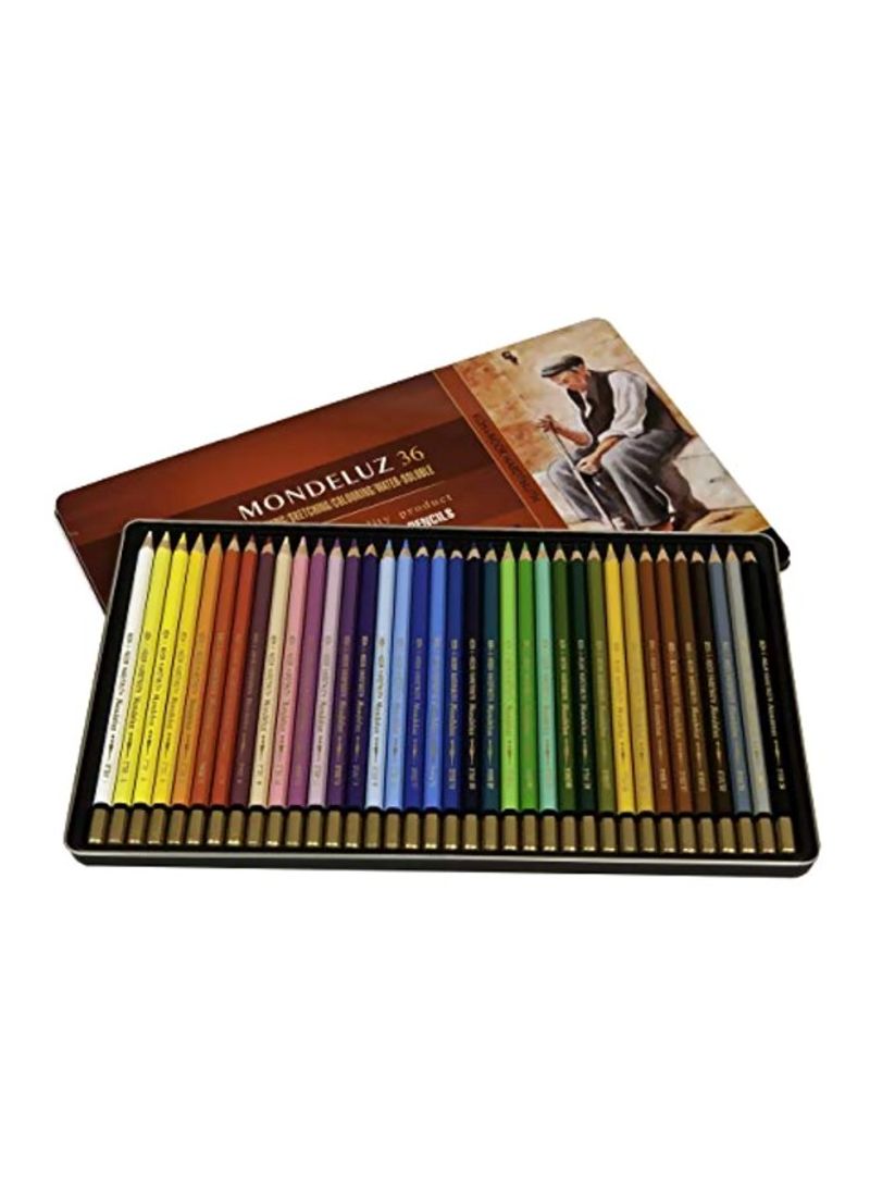 36-Piece Watercolour Pencil Set Red/Green/Yellow