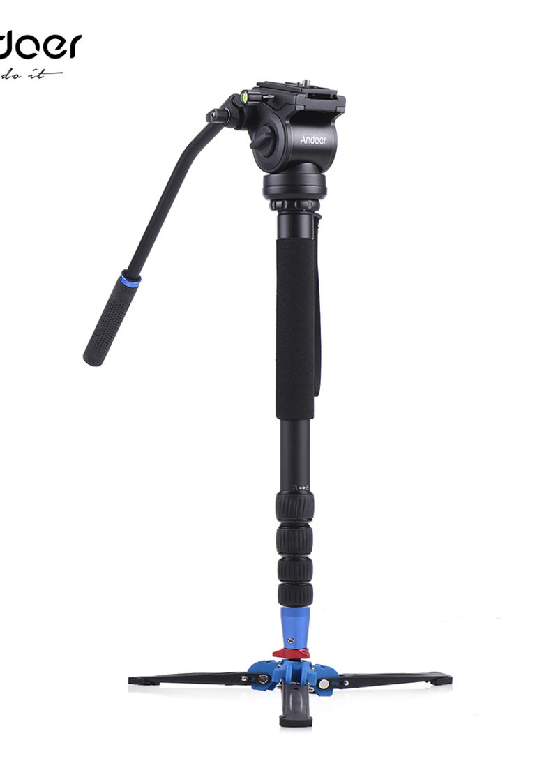 Professional Photography Video Monopod Unipod Camera Stand Support With Fluid Draft Hydraulic Damping Head 172cm Black