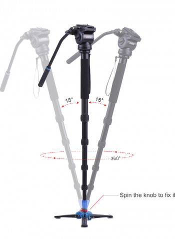 Professional Photography Video Monopod Unipod Camera Stand Support With Fluid Draft Hydraulic Damping Head 172cm Black