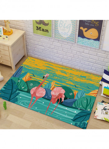 Flamingo Pattern Non-Skid Mat Multicolour 80x180centimeter