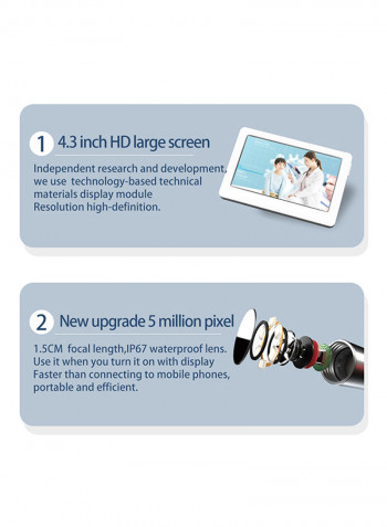 Ear Otoscope Endoscope Borescope 3.9mm Inspection Camera With 6 Adjustable Led Lights 4.3inch LCD Dispaly HD Magnifier Visual Ear Cleaning Tool 16.5 x 9.5 x 4.0cm White
