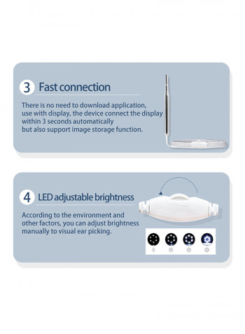 Ear Otoscope Endoscope Borescope 3.9mm Inspection Camera With 6 Adjustable Led Lights 4.3inch LCD Dispaly HD Magnifier Visual Ear Cleaning Tool 16.5 x 9.5 x 4.0cm White