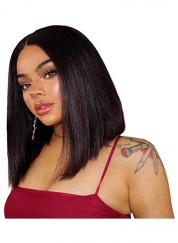 Lace Closure Short Straight Bob Wig Black 12inch