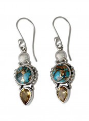 925 Sterling Silver Citrine Dangle Earrings