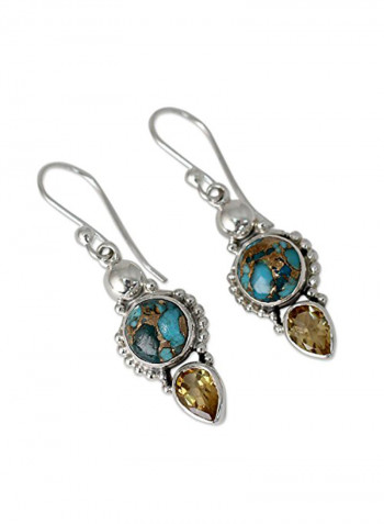 925 Sterling Silver Citrine Dangle Earrings