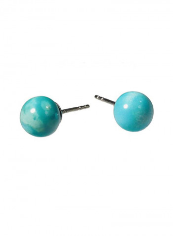 Sterling Silver Sleeping Beauty Turquoise  Stud Earrings