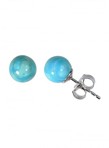 Sterling Silver Sleeping Beauty Turquoise  Stud Earrings