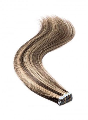 20-Piece Tape-In Straight Hair Extension Set Brown/Blonde 24inch