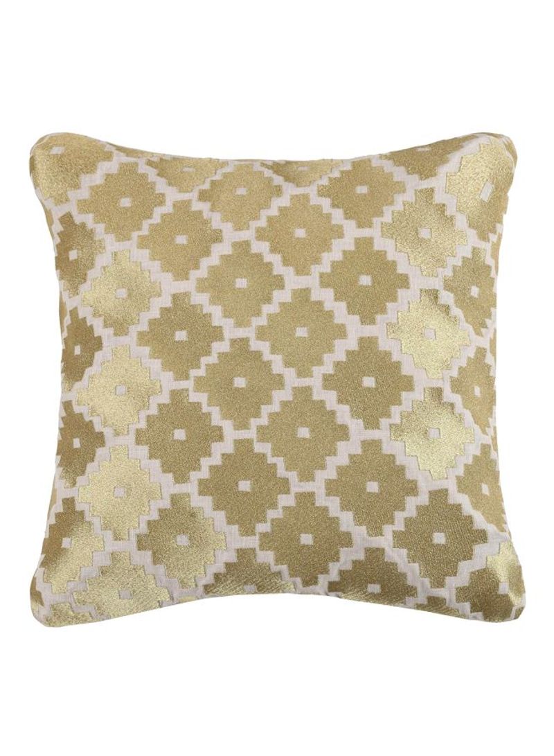 Embroidered Throw Pillow Gold/White 20x20inch