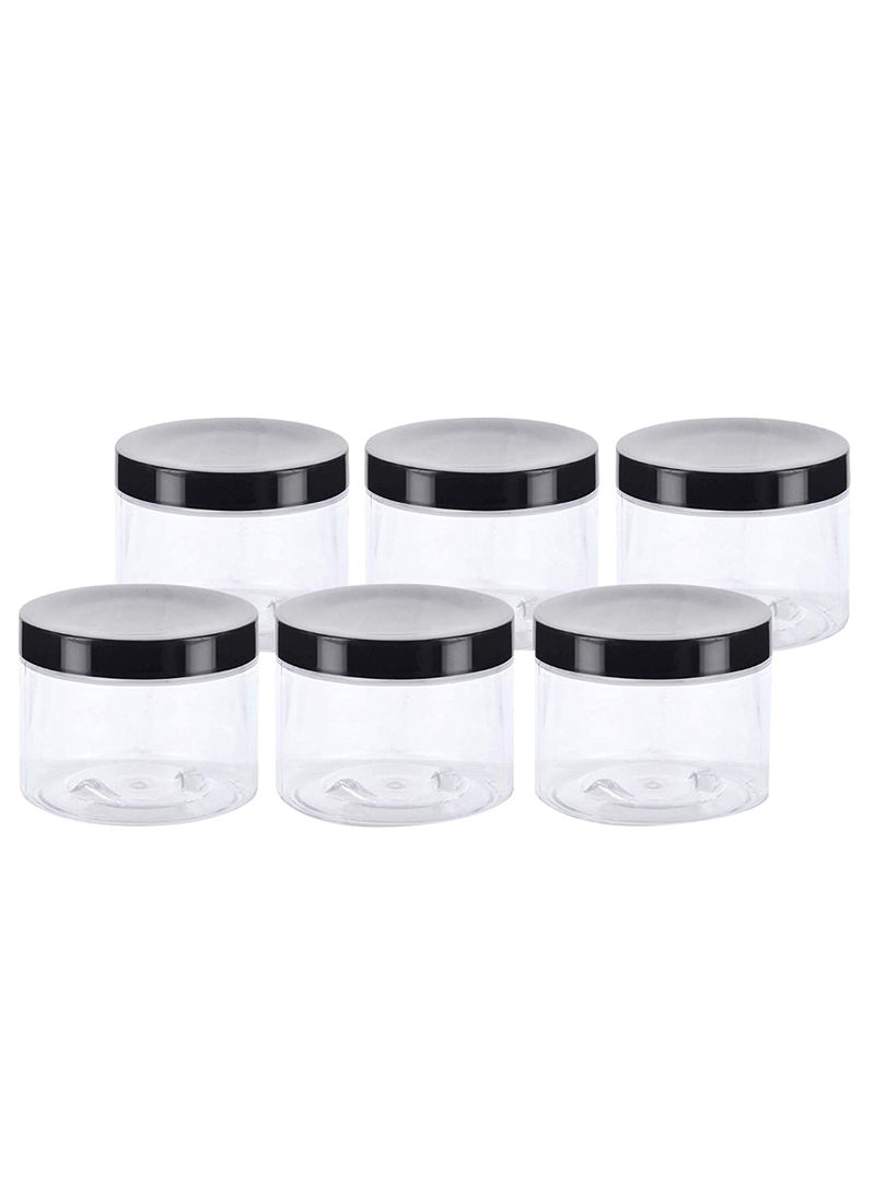 Pack Of 6 Refillable Low Profile Jar Clear/Black