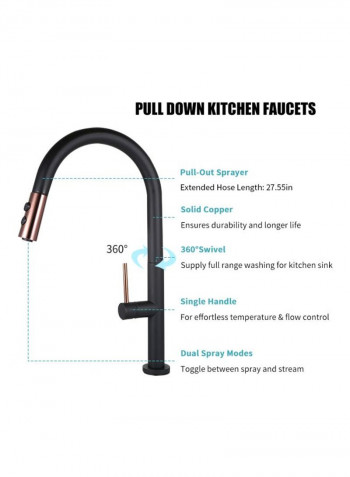 Pull Out Kitchen Faucet With Two Spray Mode Black 7.5inch