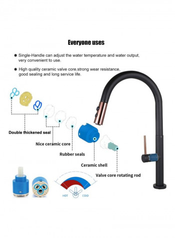 Pull Out Kitchen Faucet With Two Spray Mode Black 7.5inch