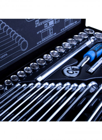 LICOTA 40 PCS 3/8"DR.SOCKET SET & WRENCH SET Silver/Black 23x13x5centimeter