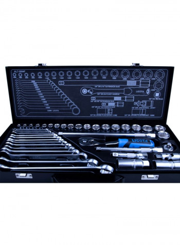 LICOTA 40 PCS 3/8"DR.SOCKET SET & WRENCH SET Silver/Black 23x13x5centimeter