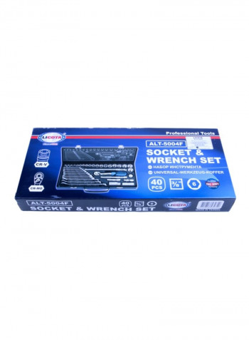 LICOTA 40 PCS 3/8"DR.SOCKET SET & WRENCH SET Silver/Black 23x13x5centimeter