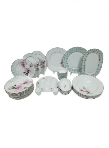 35-Piece Leonberg Porcelain Breakfast Set White/Green/Pink