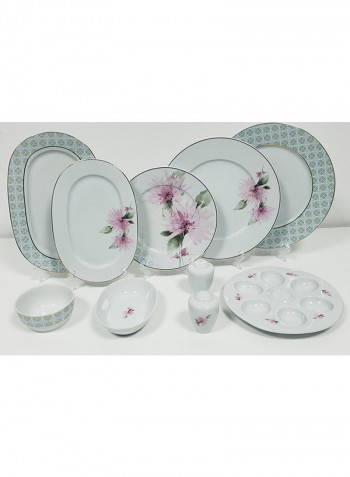 35-Piece Leonberg Porcelain Breakfast Set White/Green/Pink
