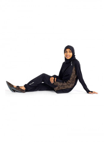 3-Piece Burkini Set Black Gold Minnie