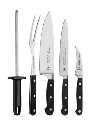 5-Piece Century Knife Set With Case Black/Silver