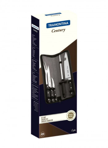 5-Piece Century Knife Set With Case Black/Silver