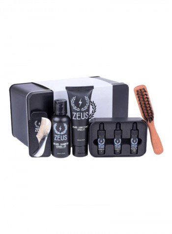 5-Piece Beard Care Set Brown/Black/White