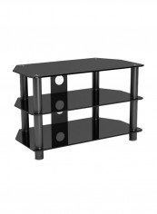 TV Table and Glass Shelves, Black - BO-TS-8453 Black