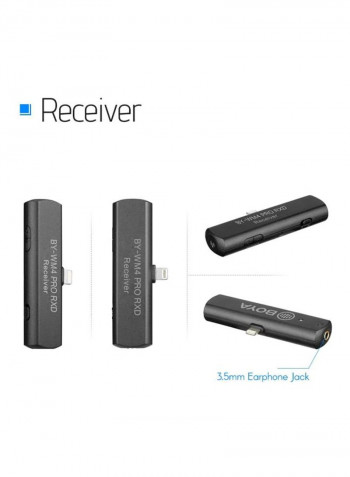 Pro K3 Wireless Microphone With Transmitter And Receiver Set 3.2x1.2x0.5inch Black