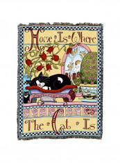 Where The Cat Is Cute Printed Throw Blanket Multicolour 54x74x0.2inch
