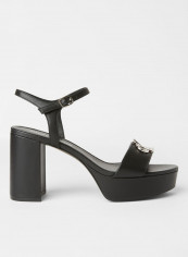 Monogram Applique Block Heel Sandals Black reviews Monogram Applique Block Heel Sandals Black