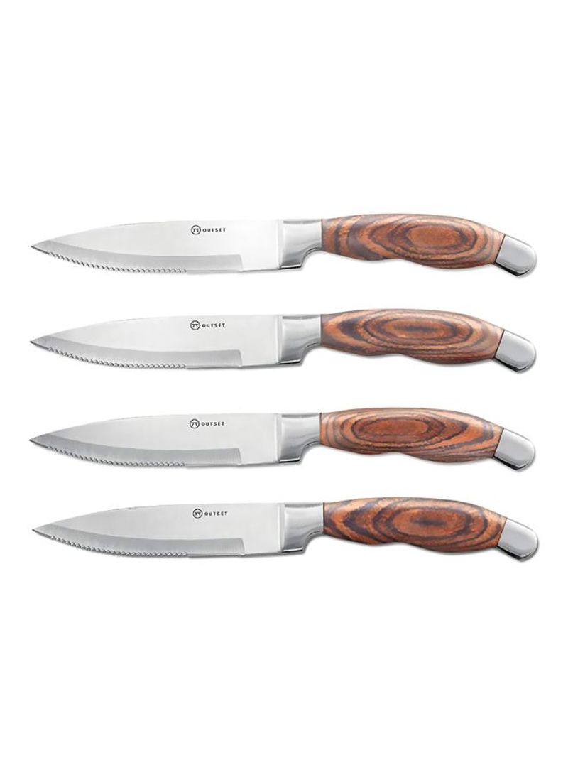 4-Piece Stainless Steel Knife Set Silver/Brown 1x6.8x11.5inch