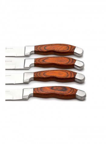 4-Piece Stainless Steel Knife Set Silver/Brown 1x6.8x11.5inch