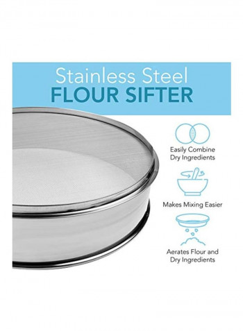 Stainless Steel Sifter Silver 16.8x16.8x3.5inch