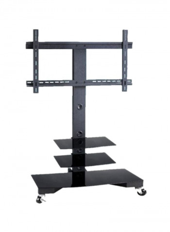 TV Floor Stand and Glass Shelves, Black - BO-FS-506 Black