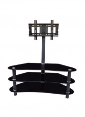 TV Floor Stand and Glass Shelves, Black - BO-FS-1013 Black