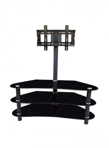 TV Floor Stand and Glass Shelves, Black - BO-FS-1013 Black