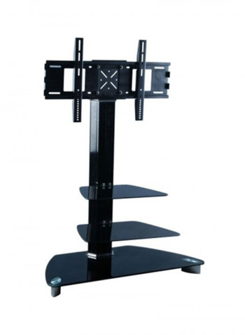 TV Floor Stand and Glass Shelves, Black - BO-FS-1411 Black