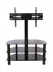 TV Floor Stand and Glass Shelves, BO-FS-3003W Black