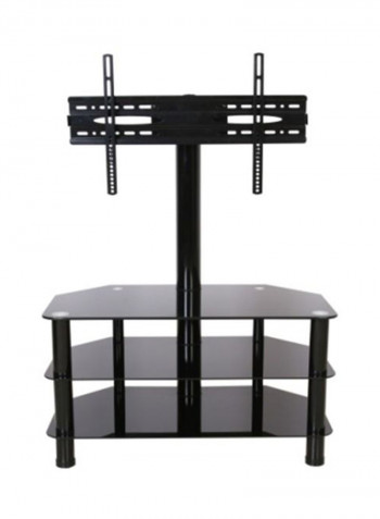 TV Floor Stand and Glass Shelves, BO-FS-3003W Black
