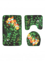 3-Piece Mediterranean Bathmat Green/Yellow/White