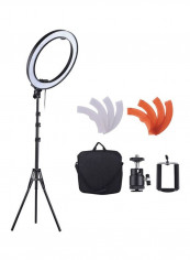 LED Photography Ring Light With Accessories Black/White/Orange