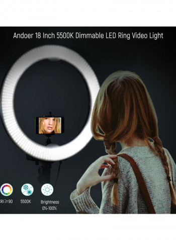 LED Photography Ring Light With Accessories Black/White/Orange