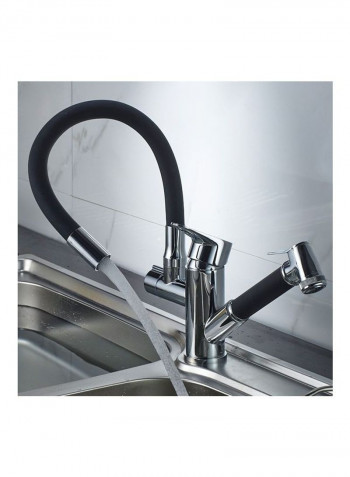 Double Pull-Out Hot and Cold Water Adjustable Basin Faucet Black