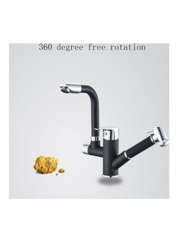 Double Pull-Out Hot and Cold Water Adjustable Basin Faucet Black