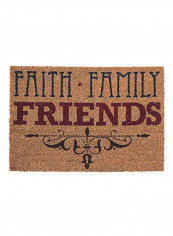 Faith Family Friends Doormat Beige/Red/Black 1x16x24inch