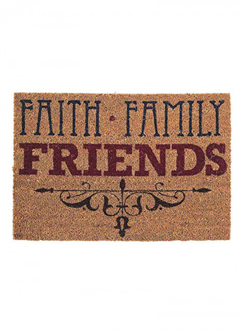 Faith Family Friends Doormat Beige/Red/Black 1x16x24inch