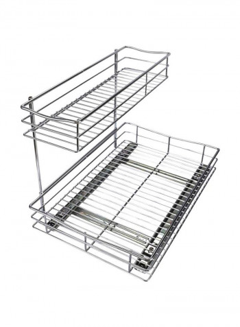 2 Tier Sliding Shelf Silver 11.5x18x14inch