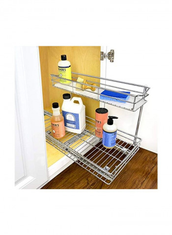 2 Tier Sliding Shelf Silver 11.5x18x14inch