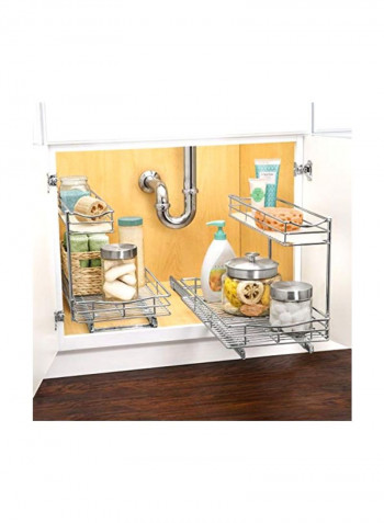 2 Tier Sliding Shelf Silver 11.5x18x14inch
